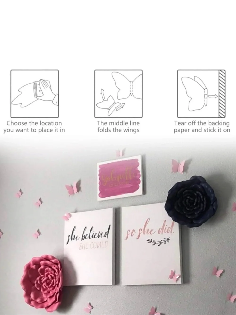 💞 New Set of 24 Pink Pastel Butterfly Wall Decals